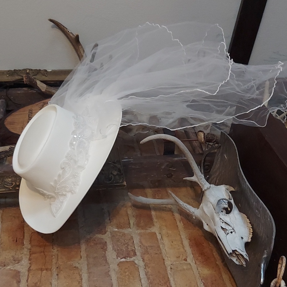 Vintage 80's beaded Bridal hat with veil